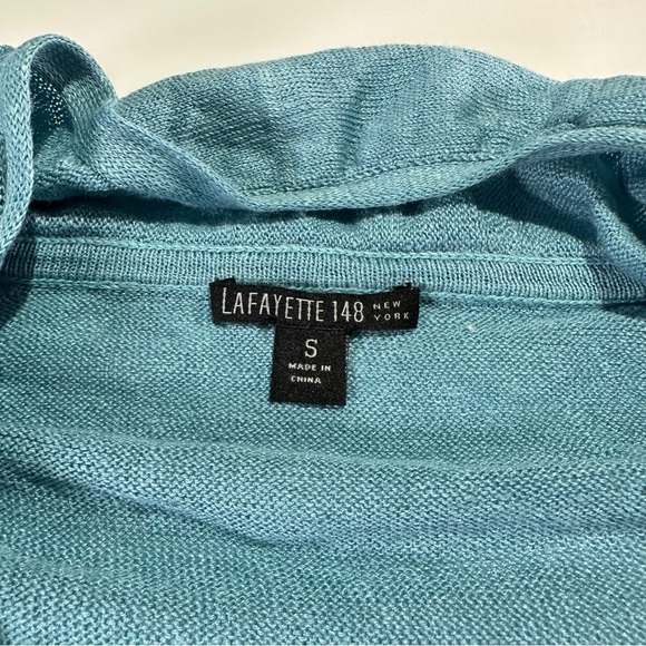 Lafayette 148 linen tie front ruffle trim lightweight cardigan cropped knit S - Picture 7 of 11